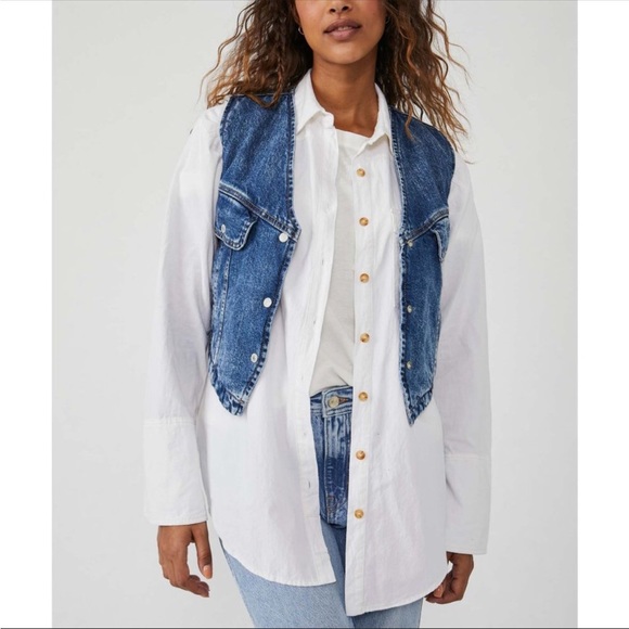 Free People We The Free! Florence Ranch Vest in Light Blue NWT! - Picture 7 of 10